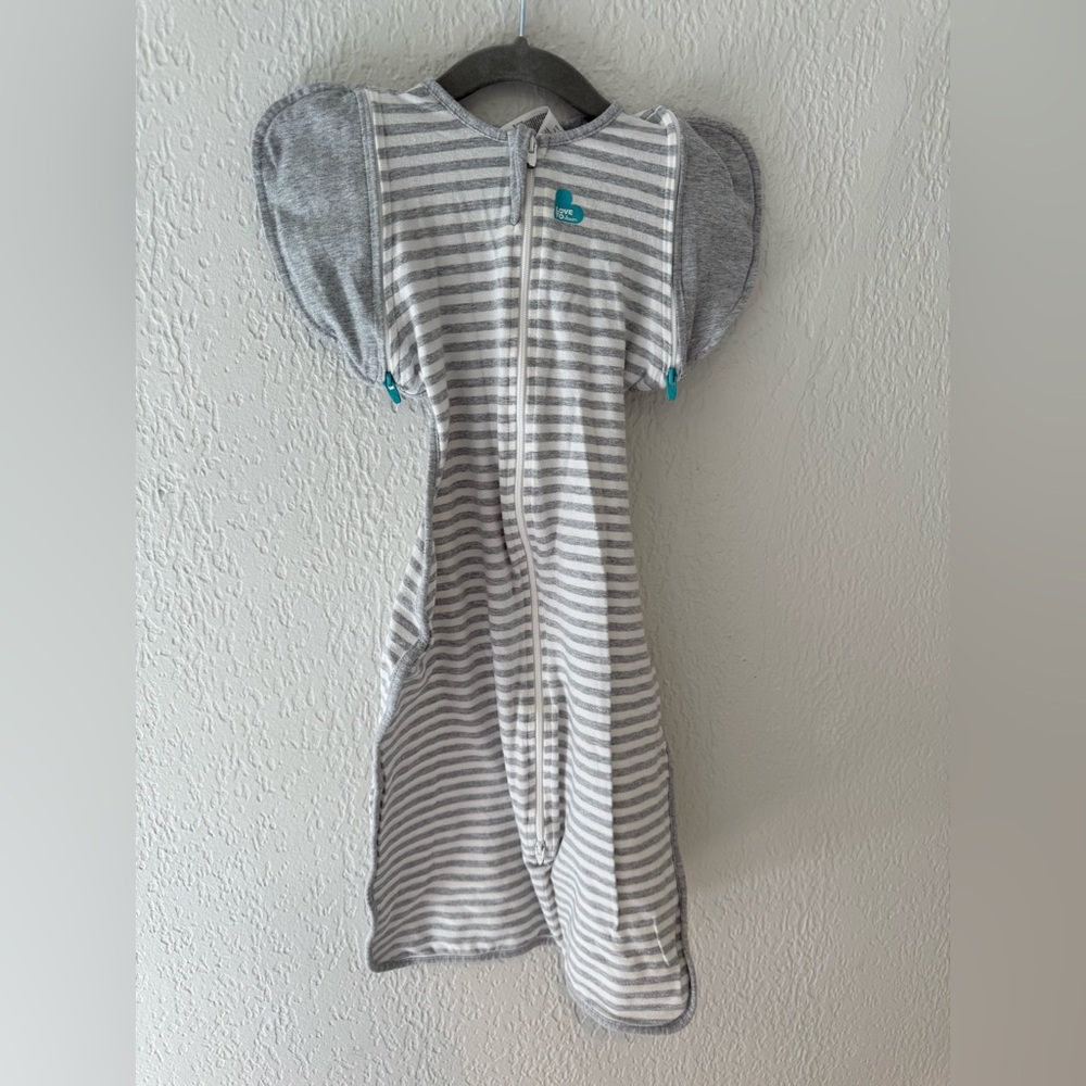 Love to Dream Gray and White Striped Transition Swaddle